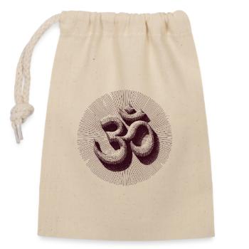 Vintage Om Symbol Gravur Style Braun - Verschließbarer Geschenkbeutel aus Baumwolle (14x20cm) - Natur - Vorne