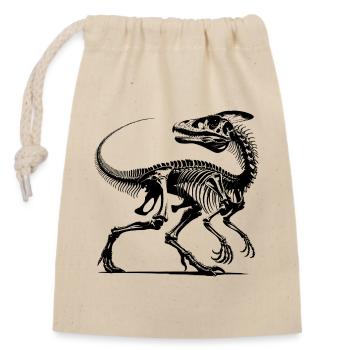Dinosaur Raptor with Backbone Bones - Closable cotton gift bag (14x20cm) - nature - Front