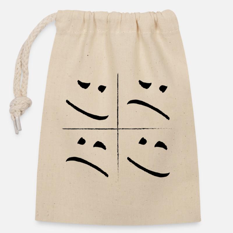 split face sad good - Verschließbarer Geschenkbeutel aus Baumwolle (14x20cm) - Natur