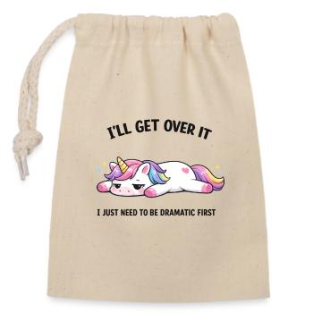 Drame de la licorne endormie - Sac cadeau en coton avec cordon (14 x 20 cm) - nature - Devant