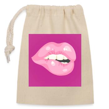 Glossy Pink Lip Bite on Magenta - Closable cotton gift bag (14x20cm) - nature - Front