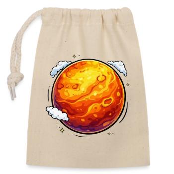 Leuchtender Mars Neon-Planet - Verschließbarer Geschenkbeutel aus Baumwolle (14x20cm) - Natur - Vorne