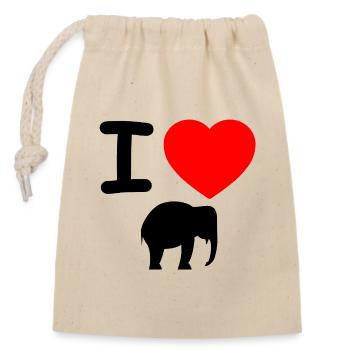 Elephant - Closable cotton gift bag (14x20cm) - nature - Front