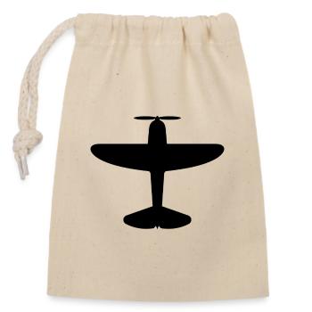 Altes Flugzeug - Verschließbarer Geschenkbeutel aus Baumwolle (14x20cm) - Natur - Vorne