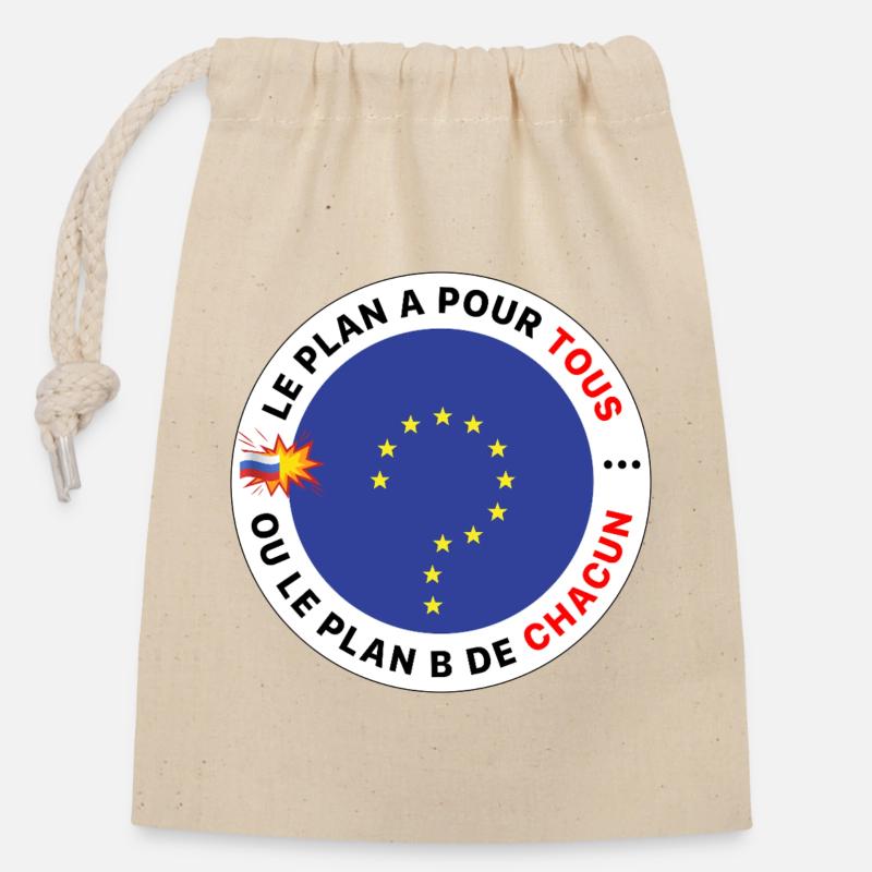 Europe_le_plan_A_pour_tous - Sac cadeau en coton avec cordon (14 x 20 cm) - nature