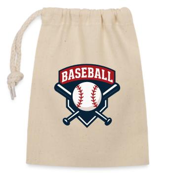 Baseball Emblem Schild mit Ball - Verschließbarer Geschenkbeutel aus Baumwolle (14x20cm) - Natur - Vorne
