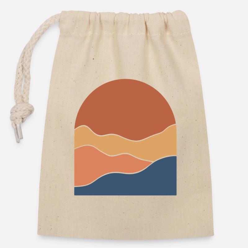 Couches de l’Horizon Chaud - Sac cadeau en coton avec cordon (14 x 20 cm) - nature