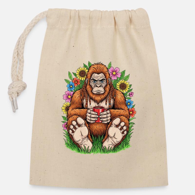 Bigfoot Cozy Garden Sip - Verschließbarer Geschenkbeutel aus Baumwolle (14x20cm) - Natur