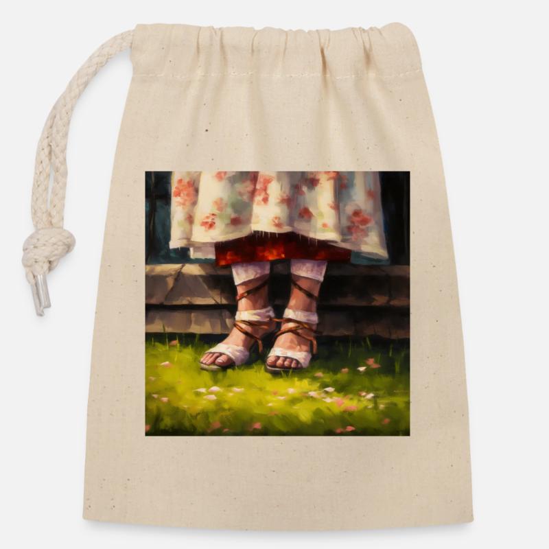 Summer Pastoral - Closable cotton gift bag (14x20cm) - nature