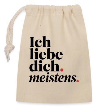 Ich liebe dich meistens - Typografie roter Akzent - Verschließbarer Geschenkbeutel aus Baumwolle (14x20cm) - Natur - Vorne