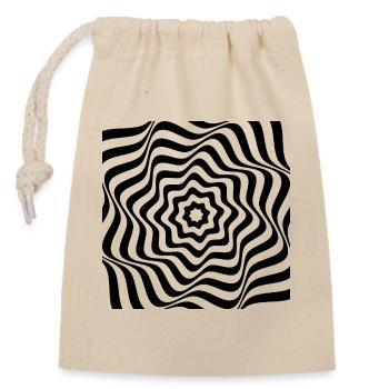 Hypnotisches schwarzes Spiralmuster - Verschließbarer Geschenkbeutel aus Baumwolle (14x20cm) - Natur - Vorne