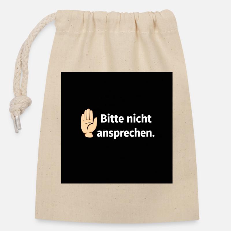 Bitte nicht ansprechen Grenzsignal - Verschließbarer Geschenkbeutel aus Baumwolle (14x20cm) - Natur