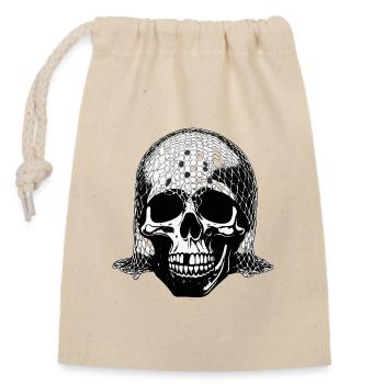 Skull with net veil - Closable cotton gift bag (14x20cm) - nature - Front