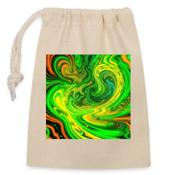 Psychedelische Farbwirbel Grün - Verschließbarer Geschenkbeutel aus Baumwolle (14x20cm) - Natur - Vorne