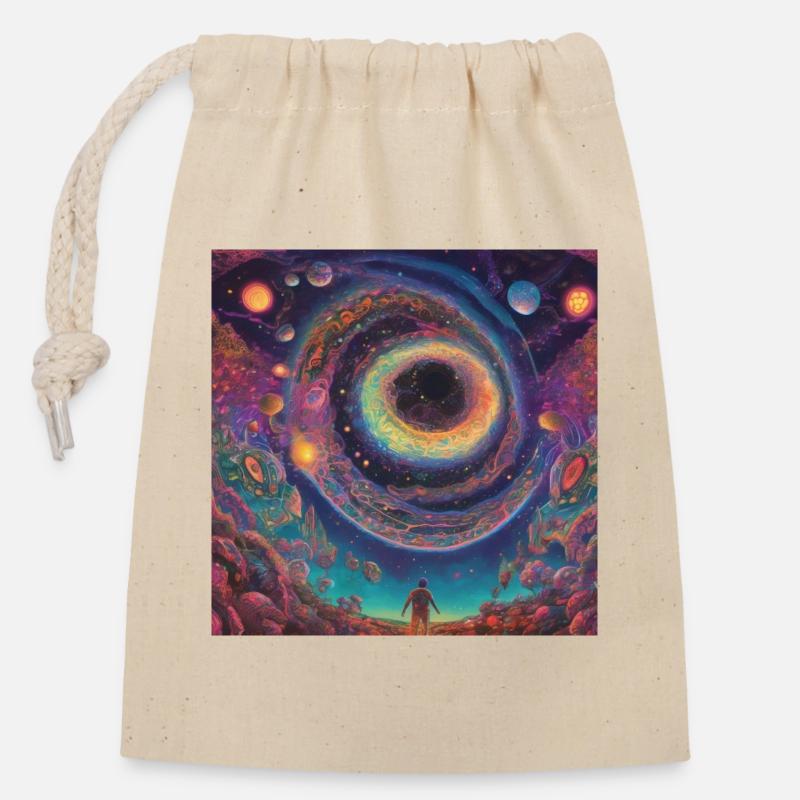 Kosmischer Augenvortex - Verschließbarer Geschenkbeutel aus Baumwolle (14x20cm) - Natur