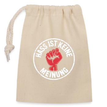 Hass ist keine Meinung - Antifa Tee - Verschließbarer Geschenkbeutel aus Baumwolle (14x20cm) - Natur - Vorne