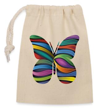 Rainbow Stripe Butterfly - Closable cotton gift bag (14x20cm) - nature - Front