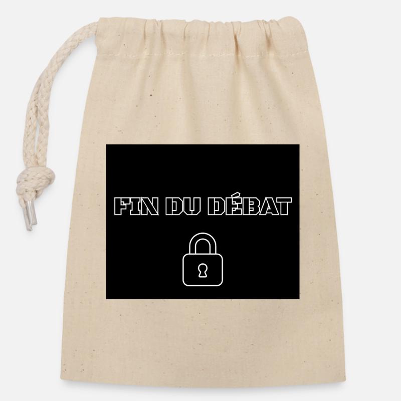 FIN DU DÉBAT - Sac cadeau en coton avec cordon (14 x 20 cm) - nature