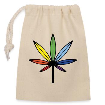 Cannabis / Marijuana / Hemp (Outline / Rainbow) - Closable cotton gift bag (14x20cm) - nature - Front
