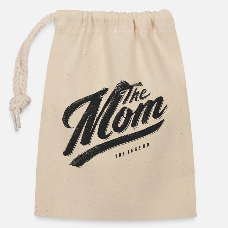 The Mom The Legend Vintage Script - Closable cotton gift bag (14x20cm) - nature