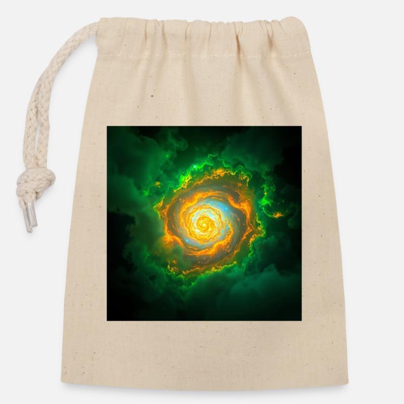 Spirale Neon Galaxie - Verschließbarer Geschenkbeutel aus Baumwolle (14x20cm) - Natur