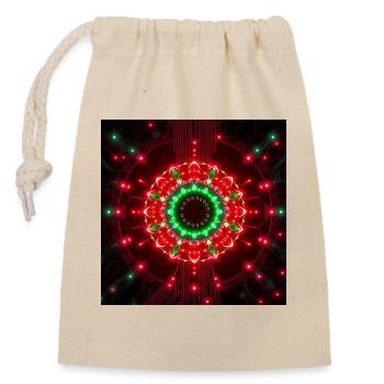 Neon Mandala Tech Zentrum - Verschließbarer Geschenkbeutel aus Baumwolle (14x20cm) - Natur - Vorne
