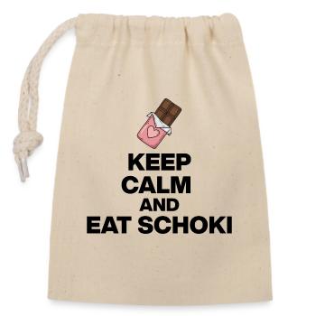 KEEP CALM AND EAT CHOCOLATE, CHOCOLATE JUNKIE GIFT - Closable cotton gift bag (14x20cm) - nature - Front