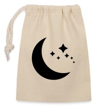 Lune et étoiles - Sac cadeau en coton avec cordon (14 x 20 cm) - nature - Devant