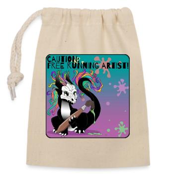 Attention: Freelance Running Artist - Closable cotton gift bag (14x20cm) - nature - Front
