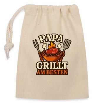 Papa grille le mieux - maître grill Tenu au grill - Sac cadeau en coton avec cordon (14 x 20 cm) - nature - Devant