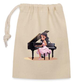 Piano Diva im Pinken Kleid - Verschließbarer Geschenkbeutel aus Baumwolle (14x20cm) - Natur - Vorne