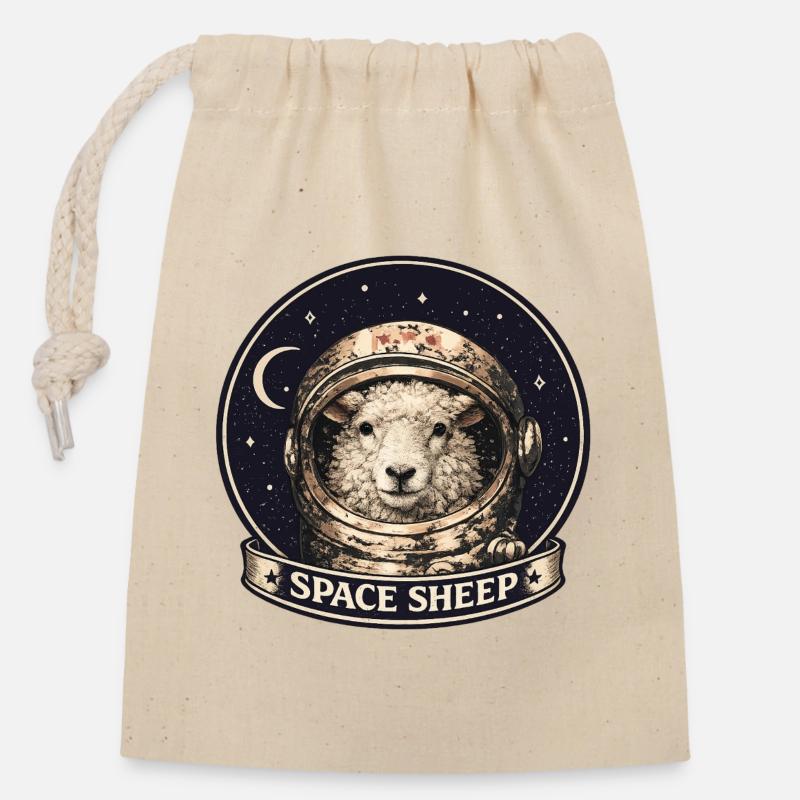 Space Sheep Astronaut - Closable cotton gift bag (14x20cm) - nature