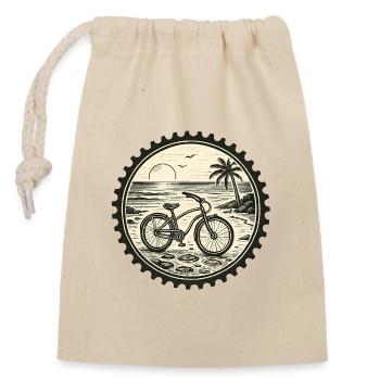 Blason vintage pour vélo de plage - Sac cadeau en coton avec cordon (14 x 20 cm) - nature - Devant