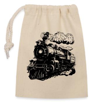 Train - Sac cadeau en coton avec cordon (14 x 20 cm) - nature - Devant