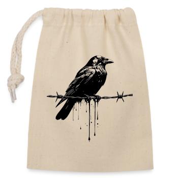 Raven on Barbed Wire Ink - Closable cotton gift bag (14x20cm) - nature - Front