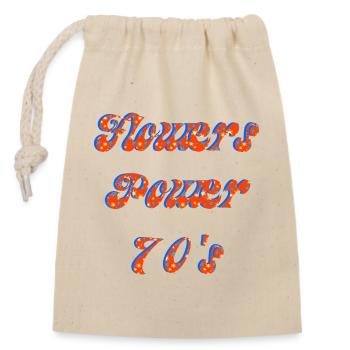 Flower Power 70er | Groovy Retro Orange - Verschließbarer Geschenkbeutel aus Baumwolle (14x20cm) - Natur - Vorne