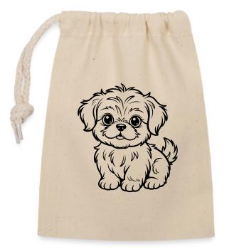 Cuddly Dog Line Drawing - Closable cotton gift bag (14x20cm) - nature - Front