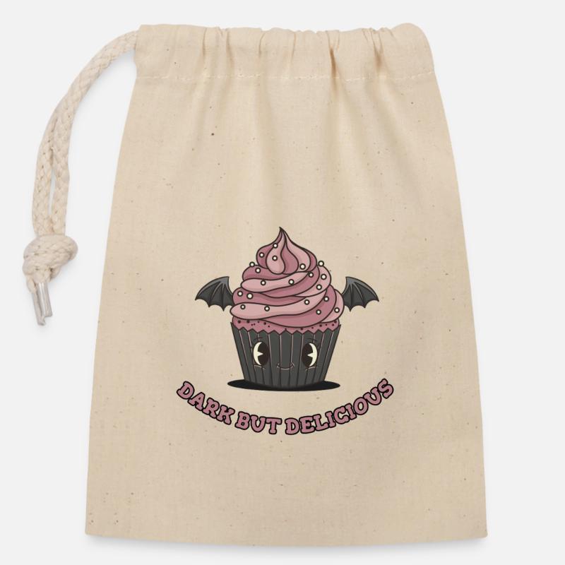 Cute Gothic Cupcake - Closable cotton gift bag (14x20cm) - nature
