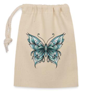 Neo-Traditioneller Schmetterling - Verschließbarer Geschenkbeutel aus Baumwolle (14x20cm) - Natur - Vorne