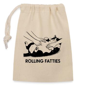 Rolling Fatties - Lustige dicke Katze Design - Verschließbarer Geschenkbeutel aus Baumwolle (14x20cm) - Natur - Vorne
