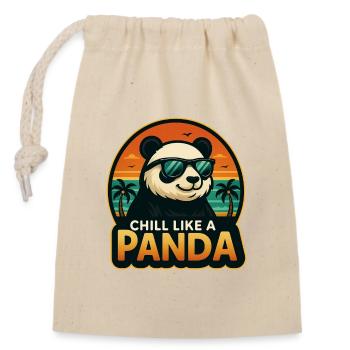 Chill wie ein Panda - Verschließbarer Geschenkbeutel aus Baumwolle (14x20cm) - Natur - Vorne