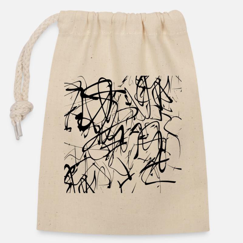 Art Lines - Closable cotton gift bag (14x20cm) - nature