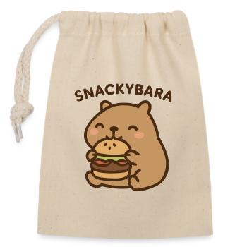 Snackybara - Capybara avec burger - Sac cadeau en coton avec cordon (14 x 20 cm) - nature - Devant