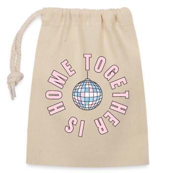 La maison, c’est là où nous sommes ensemble - boule disco - Sac cadeau en coton avec cordon (14 x 20 cm) - nature - Devant