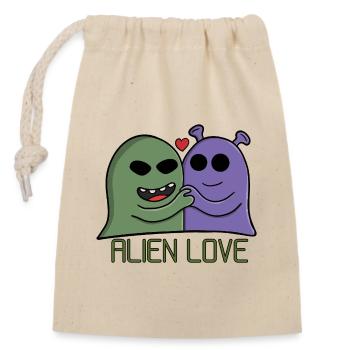 Duo d’amour extraterrestre - Sac cadeau en coton avec cordon (14 x 20 cm) - nature - Devant