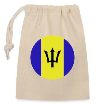Runde Barbados-Flagge - Verschließbarer Geschenkbeutel aus Baumwolle (14x20cm) - Natur - Vorne