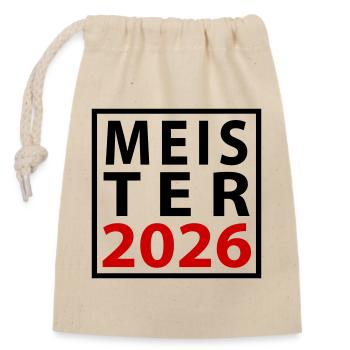 Meister 2026 Meisterschaft - Verschließbarer Geschenkbeutel aus Baumwolle (14x20cm) - Natur - Vorne
