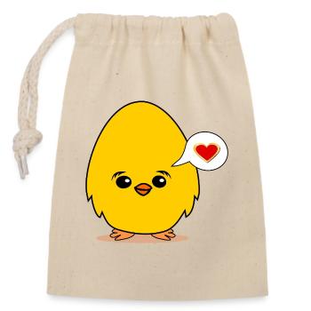 Declaration of Love Valentine's Day Chick - Closable cotton gift bag (14x20cm) - nature - Front