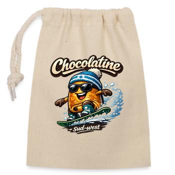 Chocolatine snowboard - Closable cotton gift bag (14x20cm) - nature - Front