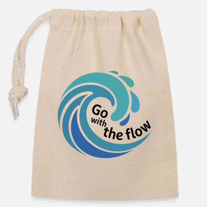 Optez pour l’Art Flow Wave - Sac cadeau en coton avec cordon (14 x 20 cm) - nature